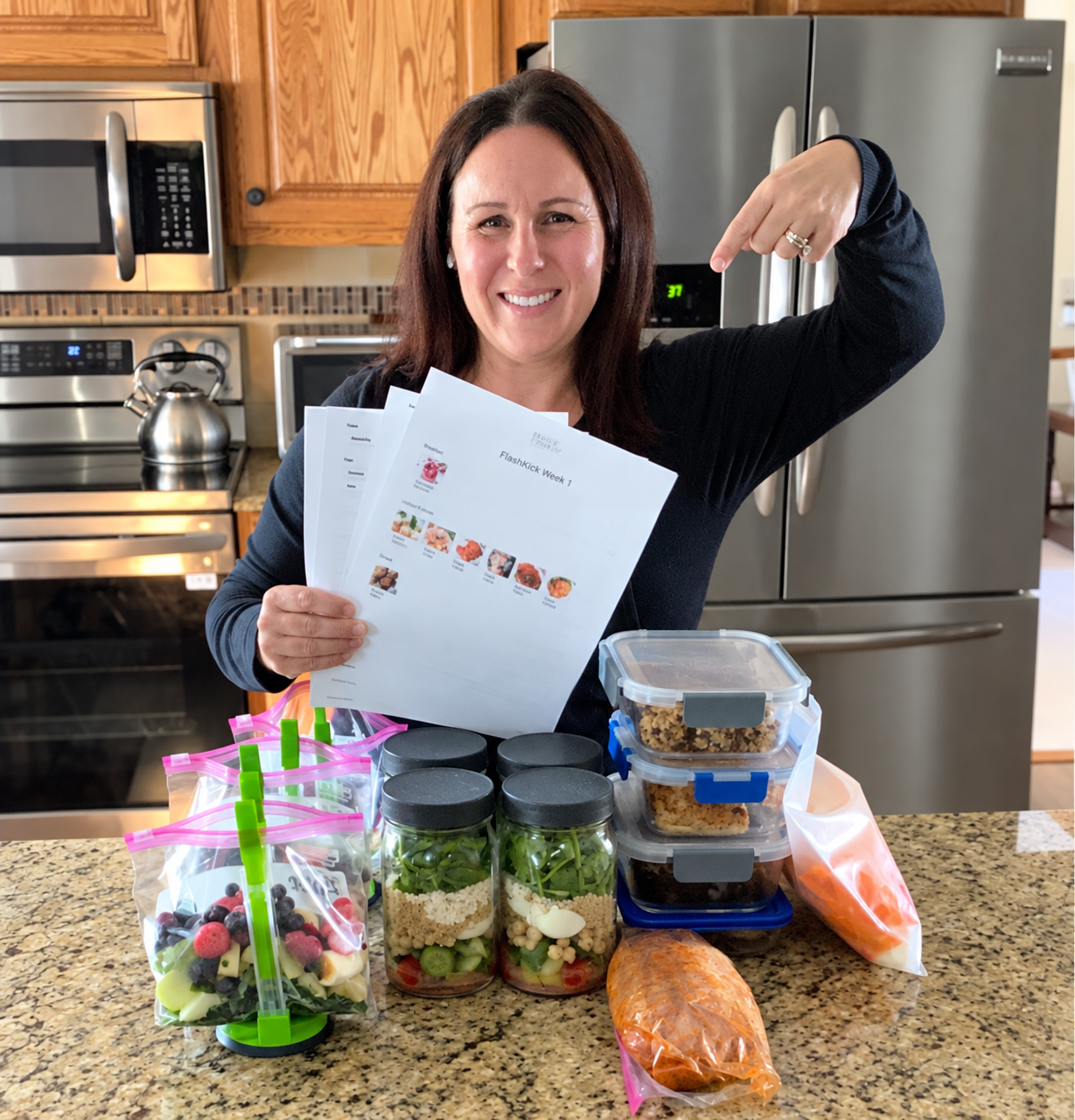 Tammy with her prep-ready dinner plan
